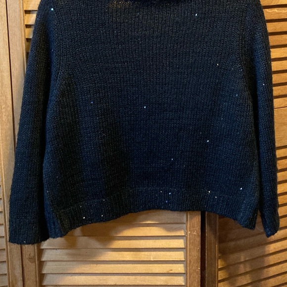 NY Collection Black Knit Shrug with Glitter Sequins - Picture 11 of 12